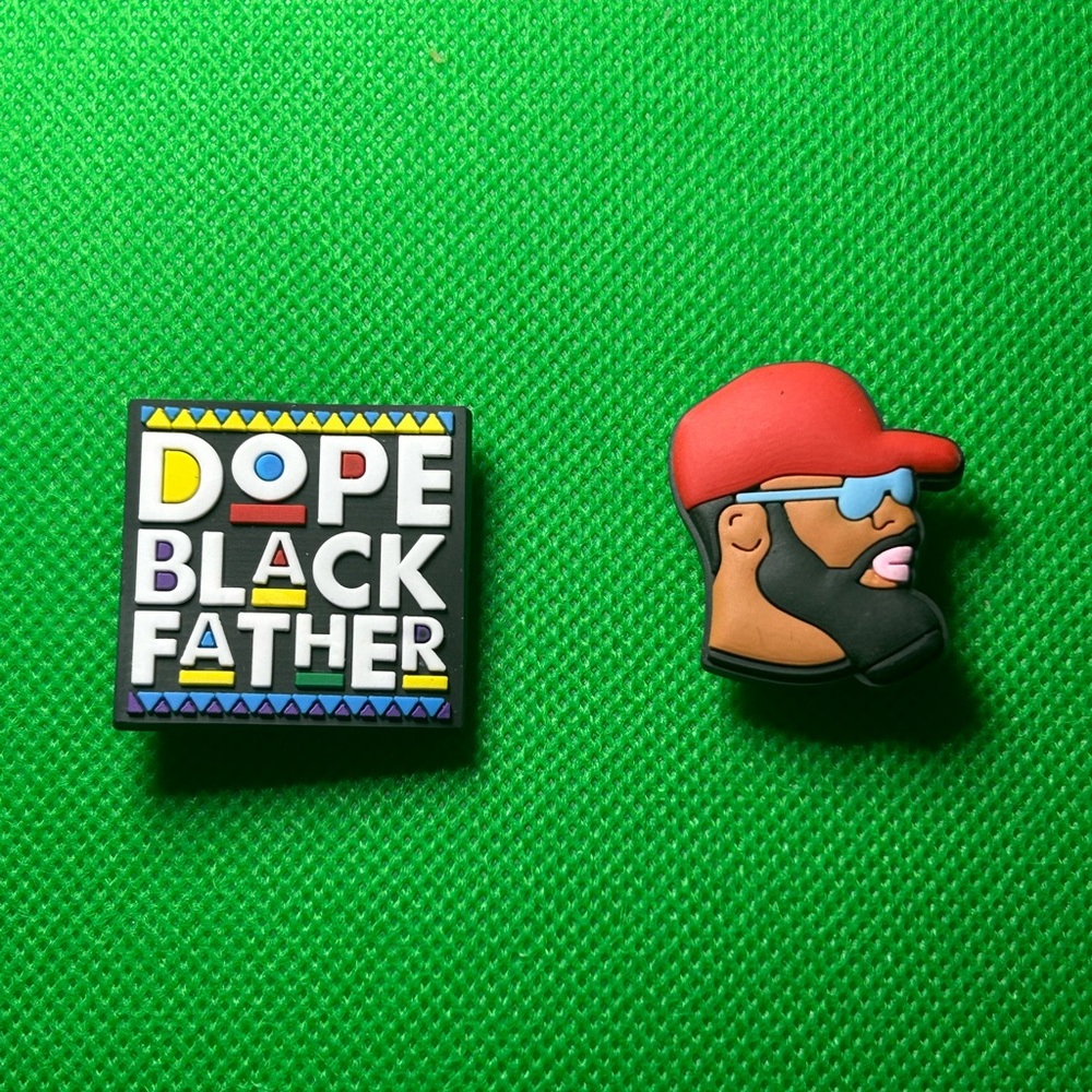 🌼 Set of 2 NEW “Dope Black Father” Fun Croc Shoe Charm Collection